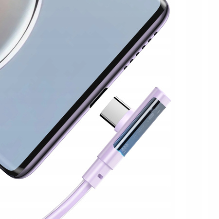 MCDODO KABEL USB-C KĄTOWY SZYBKIE ŁADOWANIE USB TYP C 3A 65W FIOLETOWY 1M