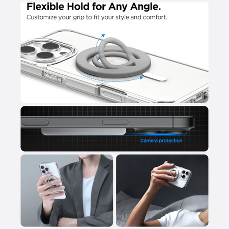 Uchwyt na telefon Spigen Dual Pop        MagSafe Phone Holder Slim szary marmur
