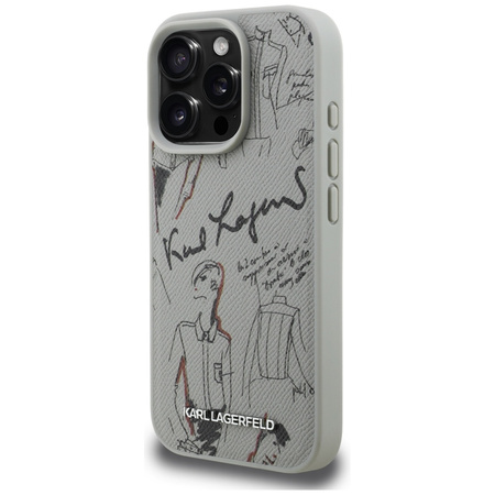 Etui Karl Lagerfeld Grained Pattern &    Logo MagSafe do iPhone 16 Pro szary