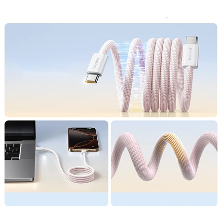 Kabel Baseus Dynamic 4 Pro 100W USB-C - USB-C 1m - różowy