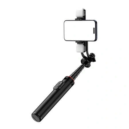 HURTEL SELFIE STICK TELESKOPOWY TRIPOD 1.3M DO TELEFONÓW Z LAMPĄ PODWÓJNĄ