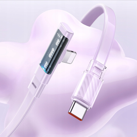 MCDODO KABEL KĄTOWY USB-C LIGHTNING PŁASKI 36W DO IPHONE 13 14 FIOLETOWY 1M