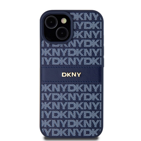 DKNY ETUI HARDCASE DO IPHONE 15 14 13 Z LOGO METALOWYM LEATHER MONO STRIPE
