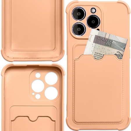 Card Armor Case etui pokrowiec do Xiaomi Redmi 10X 4G / Xiaomi Redmi Note 9 portfel na kartę silikonowe pancerne etui Air Bag różowy