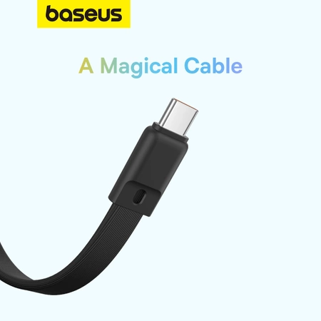 Powerbank Baseus Magnetic Mini MagSafe 10000mAh 30W z wbudowanym kablem USB-C - czarny + kabel Baseus Simple Series USB-C - USB-C 60W 0.3m