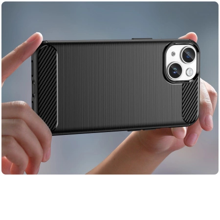 HURTEL CARBON CASE ELASTYCZNY POKROWIEC DO IPHONE 14 PLUS ŻELOWY NA TYŁ
