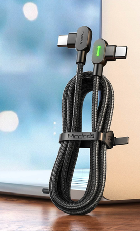 Mcdodo Phone cable Fast charging Angle 90°, LED, USB-C PD 2m black 60W