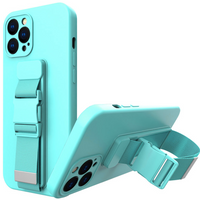 Rope case żelowe etui ze smyczą łańcuszkiem torebka smycz iPhone 12 mini jasnoniebieski