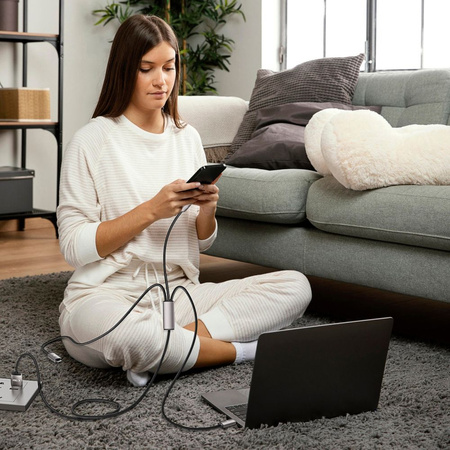 TECH-PROTECT ZESTAW KABLI 3W1 DO LIGHTNING TYPE-C MICRO-USB TELEFONÓW 100CM