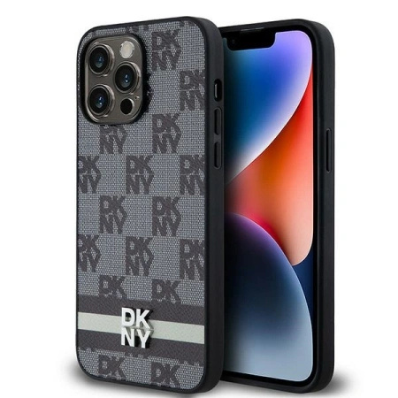 DKNY ETUI HARDCASE DO IPHONE 14 PRO MAX 6.7 LEATHER CHECKERED MONO PATTERN