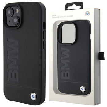 Etui BMW MagSafe Leather Hot Stamp na iPhone 15 Plus - czarne