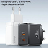 USAMS ŁADOWARKA 2XUSB-C T54 GAN 40W DO TELEFONÓW APPLE IPHONE ANDROID