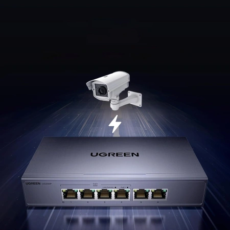 Switch Ugreen przełącznik ethernet 6-Portowy 1Gb/s z PoE - szary