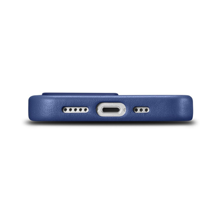 iCarer Case Leather pokrowiec etui z naturalnej skóry do iPhone 14 Pro niebieski (WMI14220706-BU) (kompatybilne z MagSafe)