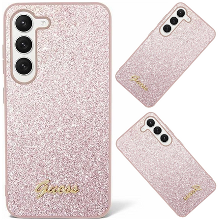 Etui Guess Glitter Script na Samsung Galaxy S24 - różowe