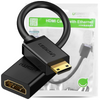 Ugreen kabel adapter przejściówka HDMI (żeński) - mini HDMI (męski) 4K 60 Hz Ethernet HEC ARC audio 32 kanały 22 cm czarny (20137)