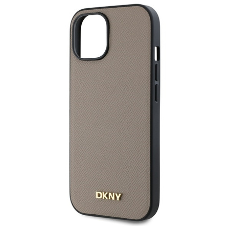 DKNY ETUI HARDCASE DO IPHONE 15 6.1 Z LOGO METALOWYM I DO MAGSAFE BEŻOWE