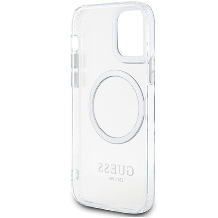 Etui Guess GUHMP12MHTRMS na iPhone 12 / iPhone 12 Pro - srebrne Metal Outline Magsafe