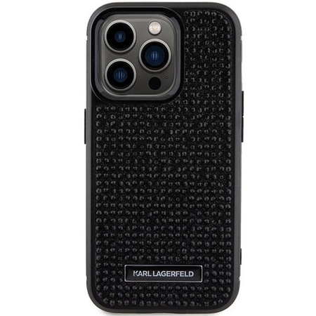 Etui Karl Lagerfeld Rhinestone Logo Metal Plate do iPhone 15 Pro - czarne