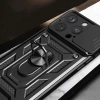 Pancerne etui z podstawką i osłoną aparatu do iPhone 15 Pro Max Hybrid Armor Camshield - niebieskie