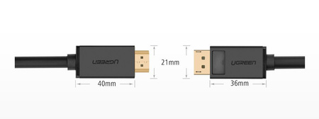 Ugreen jednokierunkowy kabel z DisplayPort na HDMI 4K 30 Hz 32 AWG 1,5 m czarny (DP101 10239)