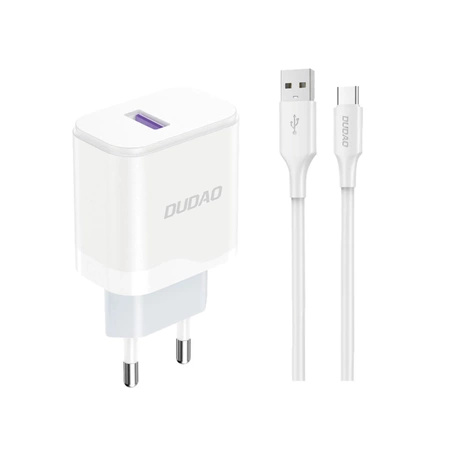 Ładowarka sieciowa Dudao A20EU USB-A 18W - biała + kabel USB-A - USB-C