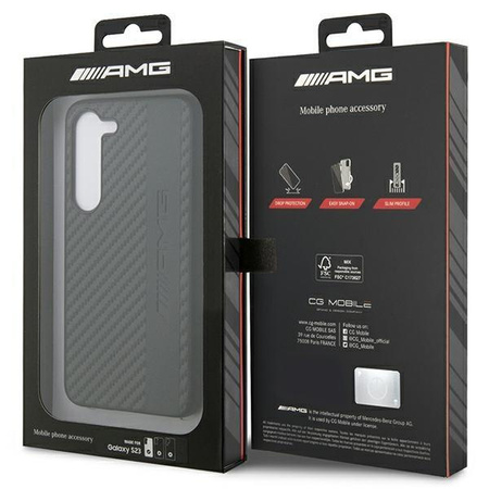 Etui AMG AMHCS23SBLSCA S23 S911 - czarne Carbon Stripe&Embossed