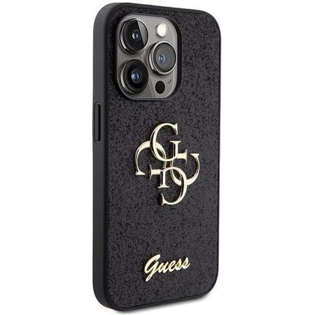 Etui Guess Glitter Script Big 4G na iPhone 15 Pro - czarne