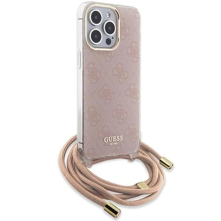Etui Guess Crossbody Cord 4G Print na iPhone 15 Pro - różowe