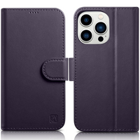 iCarer Wallet Case 2in1 etui iPhone 14 Pro skórzany pokrowiec z klapką Anti-RFID ciemnofioletowy (WMI14220726-DP)