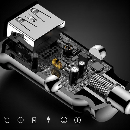 Baseus Grain Car Charger mini ładowarka samochodowa 2x USB 3.1A czarny (CCALL-ML01)