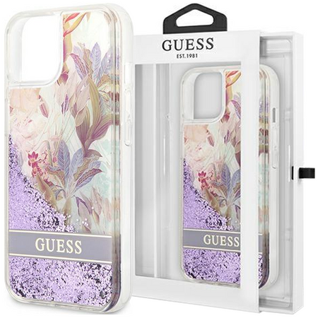 Guess GUHCP14MLFLSU iPhone 14 Plus 6,7" fioletowy/purple hardcase Flower Liquid Glitter