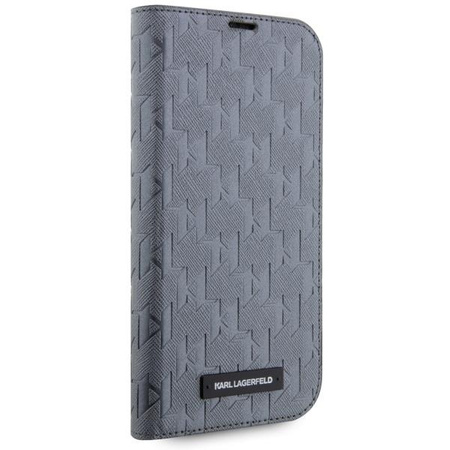Etui Karl Lagerfeld KLBKP14SSAKLHPG na iPhone 14 bookcase - srebrne Saffiano Monogram