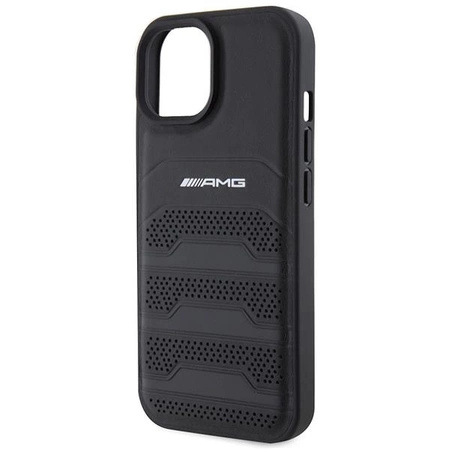 Etui AMG Leather Debossed Lines do iPhone 15 Plus - czarne