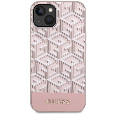 Etui Guess GUHMP14SHGCFSEP na iPhone 14 - różowe GCube Stripes MagSafe