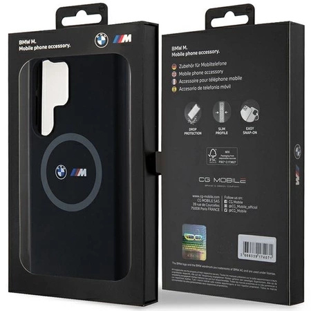 Etui BMW M Silicone Printed Ring MagSafe na Samsung Galaxy S24 Ultra - czarne
