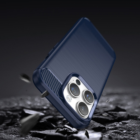 Carbon Case etui iPhone 14 Pro elastyczny żelowy pokrowiec na tył plecki niebieski