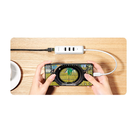 Ugreen HUB 4w1 USB Typ C - 3x USB Typ A 3.1 Gen 1 + RJ45 biały (CM416 50620)