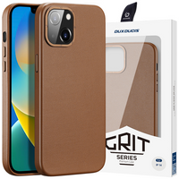 Dux Ducis Grit skórzane etui do iPhone 14 Plus elegancki pokrowiec ze sztucznej skóry (kompatybilne z MagSafe) brązowy