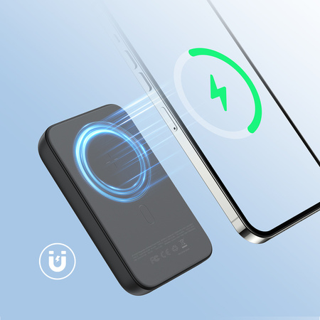 Joyroom powerbank 10000mAh 20W Power Delivery Quick Charge magnetyczna ładowarka bezprzewodowa Qi 15W do iPhone kompatybilna z MagSafe czarny (JR-W020 black)