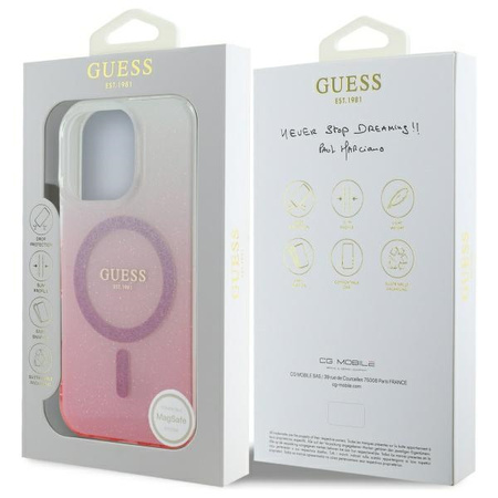 GUESS CASE MAGNETYCZNE DO IPHONE 16 PRO 6.3 HARDCASE GLITTER DO MAGSAFE