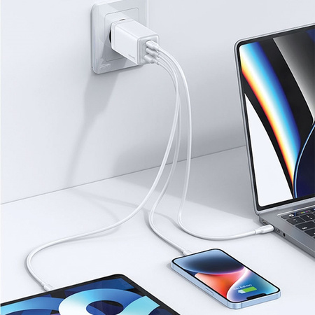USAMS ADAPTER ŁADOWARKA 65W 2xUSB-C DO IPHONE IPAD MACBOOK SZYBKA ŁADOWARKA