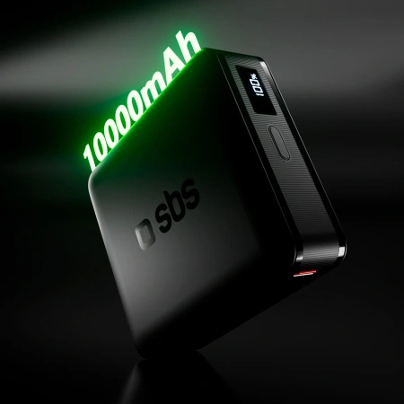 Powerbank SBS HD 30W 10000mAh USB-C z wyświetlaczem LCD - czarny