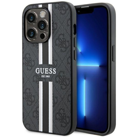 Etui Guess GUHMP14XP4RPSK na iPhone 14 Pro Max 6.7" - czarne 4G Printed Stripes MagSafe