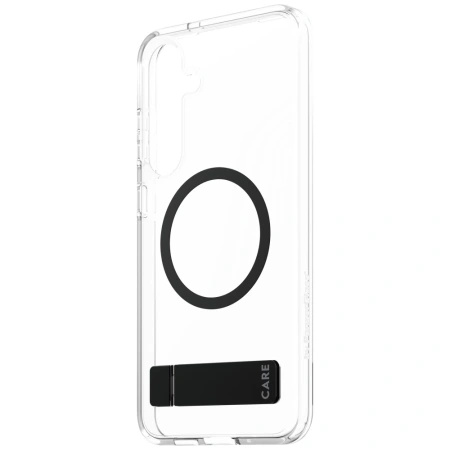 Etui CARE by PanzerGlass Feature Black Kickstand & QI do Samsung Galaxy S25+ - przezroczysty