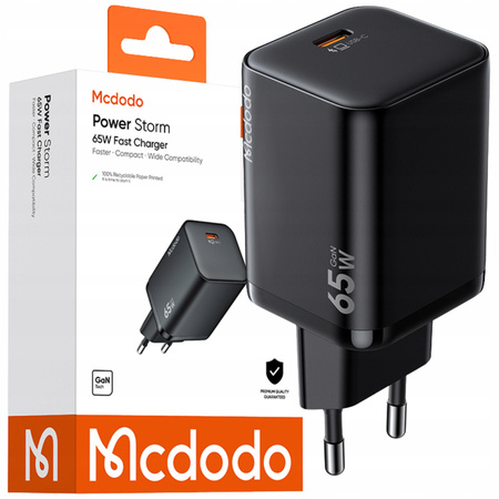 MCDODO SZYBKA ŁADOWARKA SIECIOWA ZASILACZ KOSTKA DO ŁADOWARKI USB-C 65W GAN