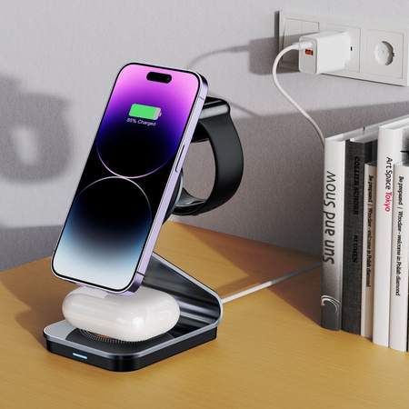TECH-PROTECT ŁADOWARKA QI DO MAGSAFE APPLE WATCH IPHONE AIRPODS STACJA 3W1