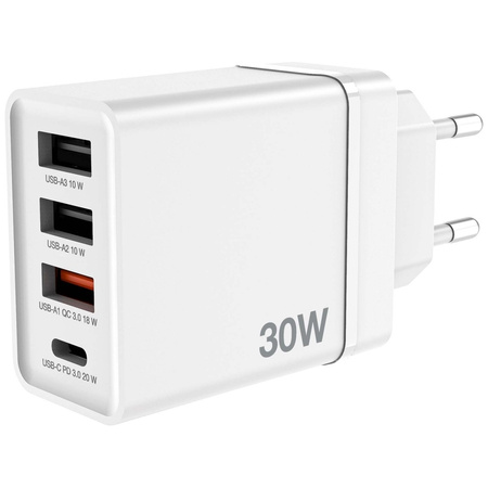 VERBATIM ŁADOWARKA 30W 3xUSB-A USB-C DO TELEFONÓW Z SYSTEMEM ANDROID PD 3.0