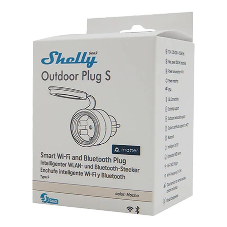 SHELLY GNIAZDKO ZEWNETRZNE PLUG S MTR GEN3 12A DO AUTOMATYZACJI DOMU Z IP44