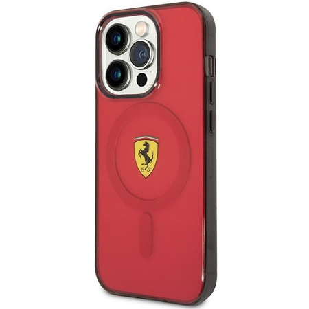 Etui Ferrari FEHMP14LURKR na iPhone 14 Pro - czerwone Translucent Magsafe